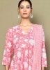 Pink Readymade Cotton Anarkali Kurti In Digital Print