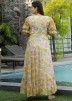 Yellow Digital Printed Dress In Georgette