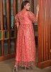 Pink Digital Printed Dress In Organza