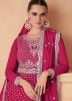 Pink Embroidered Suit Set In Chiffon