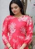 Pink Readymade  Digital Printed Dress In Cotton