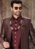 Maroon Woven Jacket Style Indo Western Sherwani
