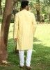 Yellow  Color Cotton Kurta Pajama Set