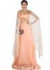 Peach Georgette & Net Cape With Skirt