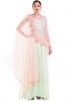 Buy Mint Green Indian Gown Online in USA With Embroidered Long Cape