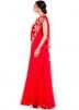 Bright Red Gown With Embroidered Jacket