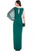 Bottle Green Gown With One Side Cape