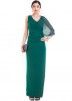Bottle Green Gown With One Side Cape