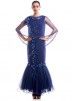 Royal Blue Fishtail Gown With Attached Cape