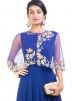 Blue Georgette Net Cape Style Gown 