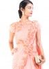 Peach Net Saree Style Indo Western Gown