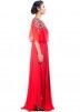 Red Georgette One Side Cape Style Gown