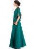 Teal Green Asymmetric Cape Style Gown 