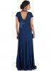 Navy Blue Georgette Net Layered Gown