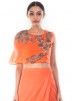 Orange Raw Silk Crop Top With Skirt