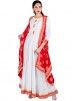 Readymade White & Red Rayon Women Indian Tunic Online USA