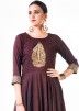 Brown Embroidered Cotton Silk Maxi Dress