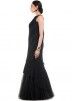 Black Embroidered Georgette & Net Fish Cut Gown 