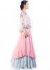 Pink Blue Asymmetric Cape Style Gown 