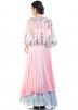 Pink Blue Asymmetric Cape Style Gown 