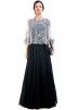 Black Grey Georgette Net Cape Style Gown 