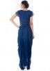 Blue Dhoti Style Cowled Georgette & Net Gown 