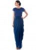 Blue Dhoti Style Cowled Georgette & Net Gown 