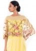 Yellow Georgette Net Gown With Attached Cape