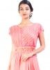 Peach Georgette Net Gown With Attached Dupatta