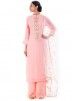 Light Pink Georgette Straight Cut Palazzo Suit