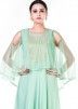 Pastel Green Cold Shoulder Cape Style Gown