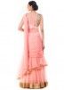 Pastel Pink Saree Style Indo Western Gown 