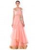 Indian Gowns Online: Buy Pastel Pink Saree Style Indo Western Gown in USA