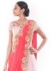 Pastel Pink & Peach Saree Style Indo Western Gown 