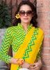 Yellow Cotton Printed Saree With Blouse