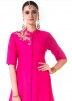 Fuchsia Pink Hand Embroidered Jacket Style Gown