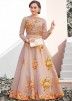 Indian Gowns Online: Buy Fawn Printed Indian Gown With Embroidery