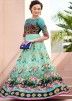 Indian Gowns Online: Buy Sea Green Indo Western Gown With Embroidery