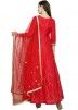 Red Anarkali Viscose Silk Salwar Suit