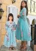 Blue Floral Printed Kids Dress
