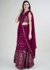 Magenta Readymade Embroidered Saree In Georgette