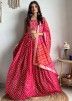 Pink And Red Sequined Lehenga Choli In Silk