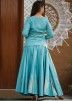 Turquoise Readymade Asymmetric Top Skirt Set