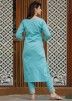 Readymade Turquoise Gota Patti Embellished Kurta Pant Set