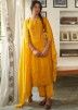 Readymade Yellow Rayon Pant Suit Set In Embroidery