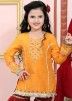 Yellow Embroidered Readymade Kids Gharara Suit