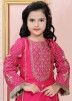 Pink Embroidered Readymade Kids Gharara Suit