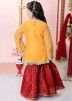 Yellow Embroidered Cotton Silk Kids Gharara Suit
