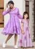 Purple Floral Printed Kids Dress