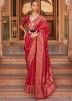 Red Tradittional Saree In Zari Woven Work